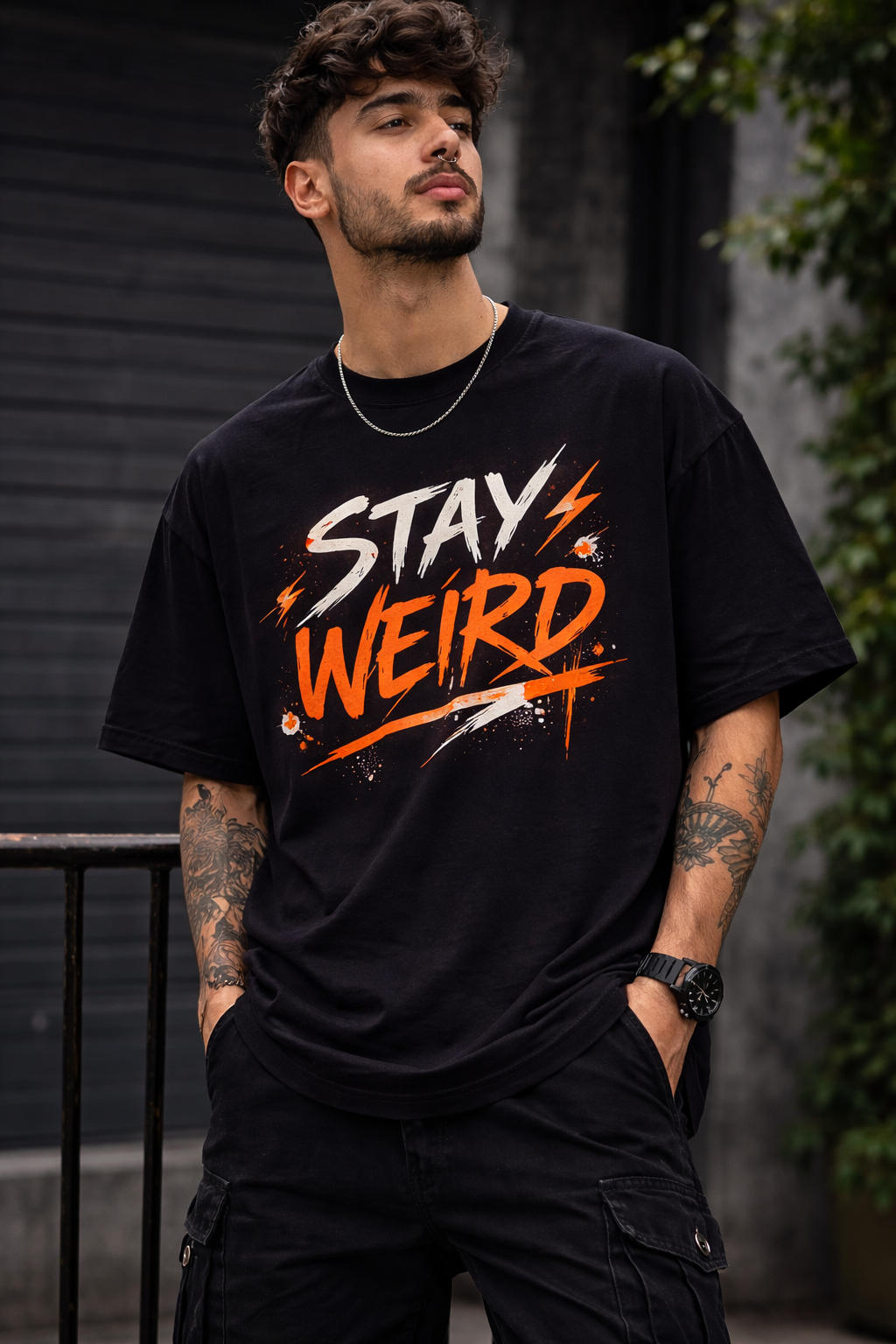 BeWeirdo Stay Weird Oversized T-Shirt – Bold Streetwear Graphic Tee