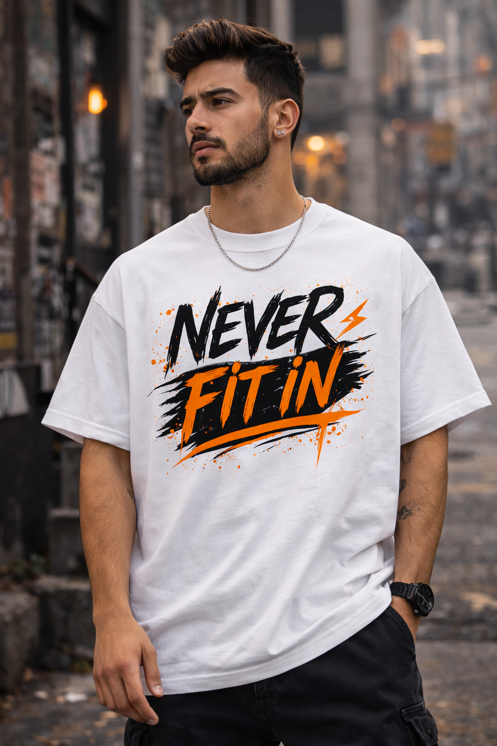 Never Fit In Oversized Streetwear T-Shirt