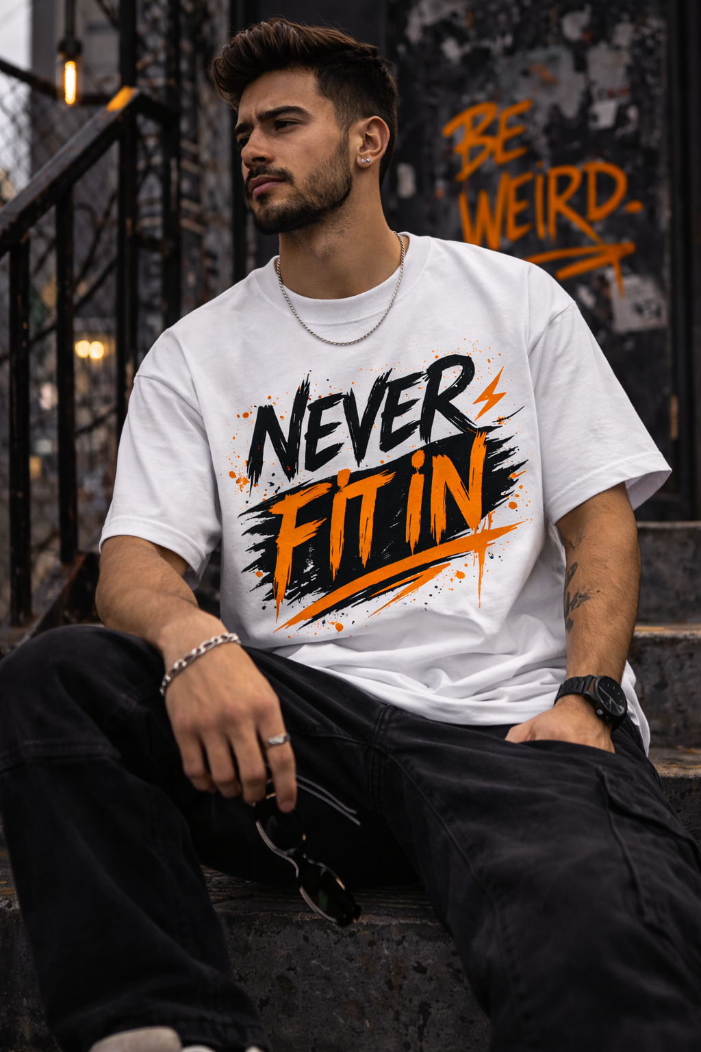 Never Fit In Oversized Streetwear T-Shirt