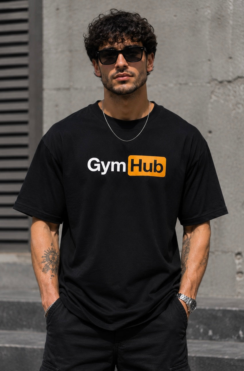 BeWeirdo “GymHub” Minimal Logo Oversized T-Shirt – Street Fitness Essential