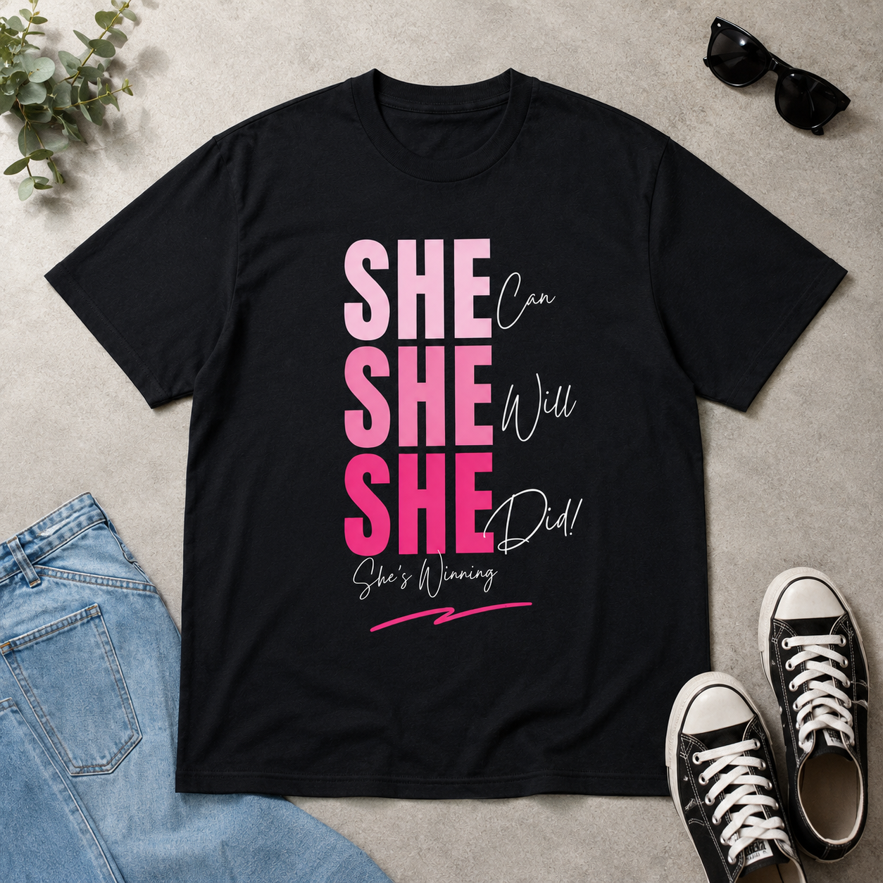 BeWeirdo “She Can. She Will. She Did.” Oversized T-Shirt – Confidence Streetwear