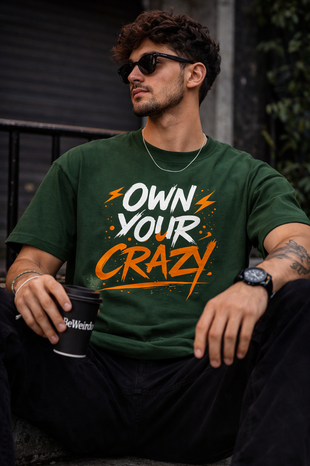 BeWeirdo Own Your Crazy Terry heavyweight oversized t-shirt lifestyle