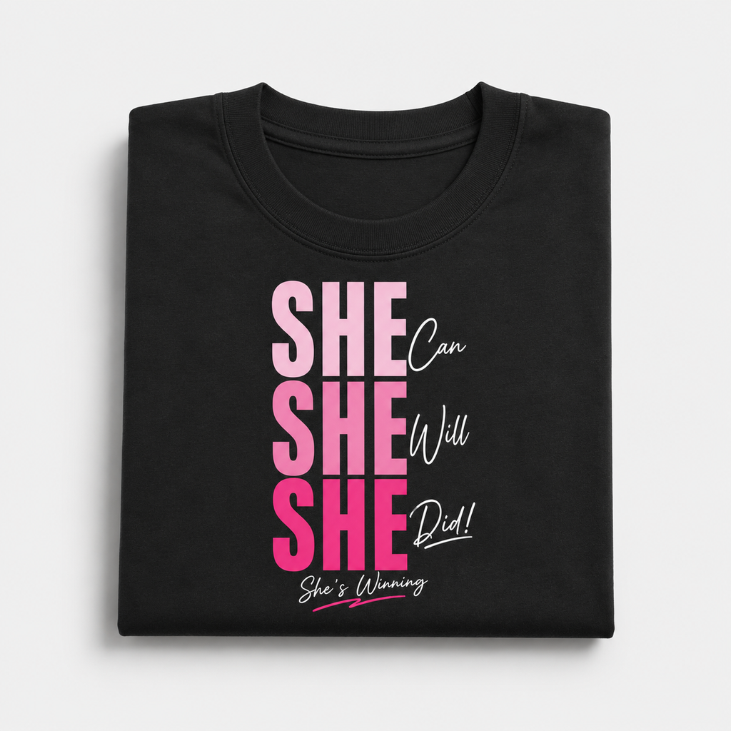 BeWeirdo “She Can. She Will. She Did.” Oversized T-Shirt – Confidence Streetwear