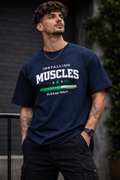 BeWeirdo Installing Muscles funny gym oversized t-shirt black front